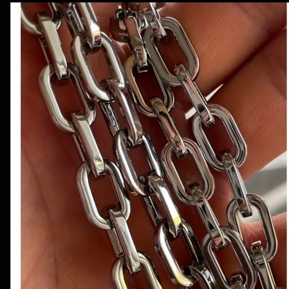 Shoulder Strap replacement chain New Silver Renew your bag 24"x9mm - Picture 3 of 5